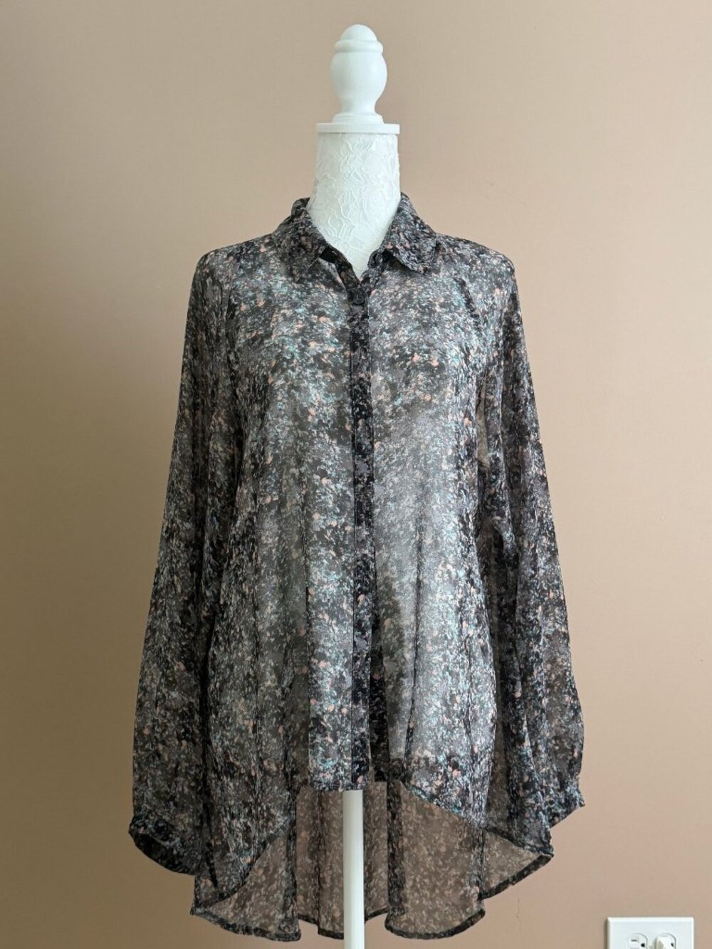 BCBGMAXAZRIA sheer blouse Size L